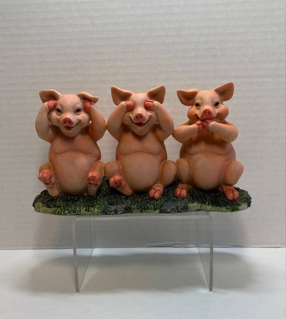 Hear No Evil, See No Evil, Speak No Evil Pig Figurine Statue